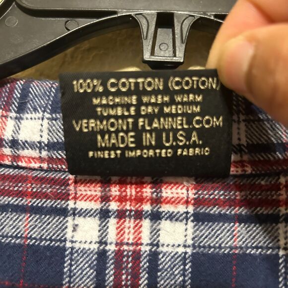 VTG Vermont Flannel Co. Shirt Blue Plaid Henley Button Up Mens Medium Hiking - Picture 6 of 6